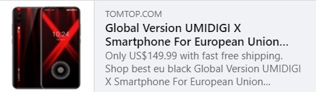 الإصدار العالمي للهاتف الذكي UMIDIGI X لدول الاتحاد الأوروبي السعر: 149.99 دولارًا